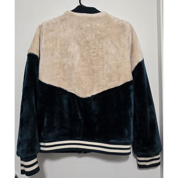 Bench Womens M Color Block Bomber Jacket Ponderosa Pine SOFT Sherpa Ribbed Trim - Picture 3 of 15